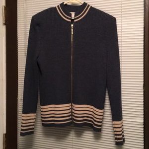 St John Sport Charcoal and Tan Striped Sweater